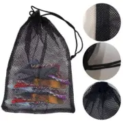 Black Drawstring Storage Pouch Bag Nylon Mesh Pouch New Laundry Bag