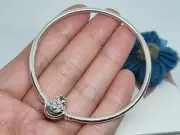 NEW BOXED Pandora Disney Alice In Wonderland Cheshire Cat Clasp Bangle 19cm