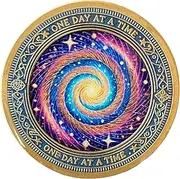 Cosmic Star Universe Spiral One Day at A Time Medallion Serenity Prayer Coin