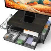 High Grade Wood Monitor Stand Riser, Large Capacity Monitor Stand with Drawer...