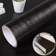 Self Adhesive Wallpaper, Peel and Stick Wallpaper Waterproof TV Cabinet Coffee Table Desktop Stickers Study Bedroom Wallpaper Suitable for Renovating Furniture(Black Walnut,80cmx3m)