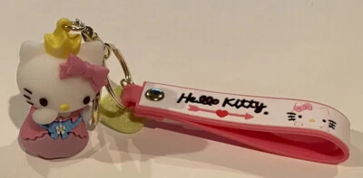 Sanrio HELLO KITTY Pink Dress Molded FIGURE KEY CHAIN Key Ring Fob KEYCHAIN NEW!