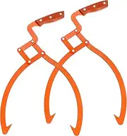 uxcell 2-Pack Logging Skidding Tongs, 20" Log Tongs with Non Slip Grip 2 Claw Stainless Steel Hand Log Handling/Dragging/Carrying Tool [Orange]