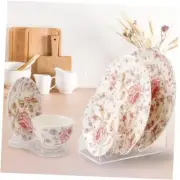 8 Pcs Acrylic Plate Display Stand,4 Pcs 3 Tiers Acrylic China Plate Display