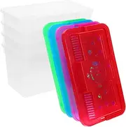 Totority Portable Plastic Fish Tank Pet Box Handle Mini Aquarium for Travel Fish Viewing Box Reptile Feeding Container