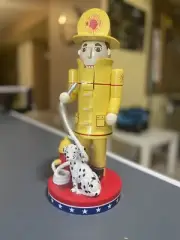 Nutcracker Village Fireman with Dalmation- 12" tall - Vintage 2002