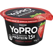 YoPRO Danone High Protein Yoghurt No Added Sugar Strawberry 160g