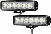 Car Rear Light Assemblies 2PCS 18w 6 LED DRL Spotlight High Bright Waterproof Auto Offroad SUV Truck Headlights Driving Lamp 12V 24V 6000K Indicator(2PC Plastic)