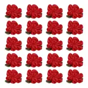 20Pcs 1" Ribbon Flowers Bows Mini Satin Roses Flowers Red