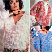 1980s Off Shoulder Tufted Faux Fur 14 Ply Shepherd 969 Knitting Pattern