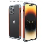 Fr Apple iPhone 15 14 13 12 11 Pro Max Wooden Bumper Metal Frame Shockproof Case