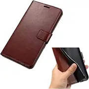 LCEHTOGYE Cover for ZTE Blade V41 Vita 5G, PU Bracket Shell Back Case Bumper Protective Case for ZTE Blade V41 Vita 5G - R64 -Brown