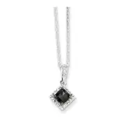14k White Gold w/ Black and White Real Diamond Pendant