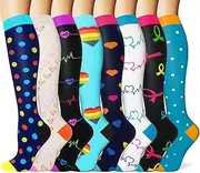 [CHARMKING] Compression Socks (7 Pairs), 15-20 mmhg is BEST Graduated Athletic & Medical for Men & Women, Running, Flight, Travels