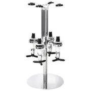 Wall Mounted Stand Rotary 4 Bottle Wine Beer Liquor Drinks Dispenser Home Bar Pourer Rack Wine Juice Shot Dispenser silver