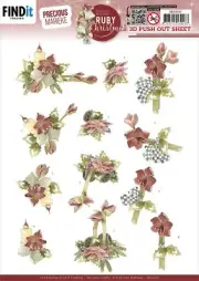 10 Pack Find It Trading Precious Marieke Punchout Sheet-Ruby Amaryllis,Ruby Chri