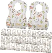 EXAOMBLE 50pcs Bibs for Soft Non Woven Fabrics Lightweight Feeding Supplies Cartoon Animal Design for Drooling and Mealtime Cleanup
