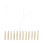 12pcs Kebob Skewers 33cmx4.3mmx1.2mm Flat Sticks with Wood Grip Handle