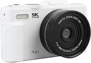 5K Digital Camera for Photography, 75MP UHD Camara Fotograficas with 18X Digital Zoom, 3" 180° Flip Screen, Portable Vlogging Cameras (White)