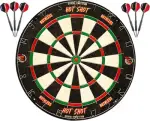 Ruthless Hot Shot Dartboard Set – Sisal Board + 2 Sets of Steel Tip Darts