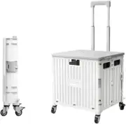Foldable Shopping Trolley 65L Collapsible Utility Cart Wheels and Aluminum Handl