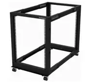 StarTech.com 4-Post 15U Mobile Open Frame Server Rack, 19" Network Rack with Casters, Rolling Rack for Computer/AV/Data/IT Equip