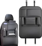 Backseat Car Organizer | Backseat Organizer Car Accessories - Leather Seat Protector with Storage Pockets, Cup Holder Kick Mat, Road Trip Must Haves for Kids Adults