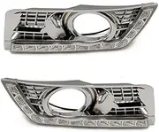 LED Daytime Running Lights Compatible with Cadillac SRX 2012 2013 2014 2015 2016 DRL Fog lamp Cover Driving Lights with Turn Signal(Chrome Cover)
