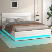 ALFORDSON Bed Frame Double Gas Lift Storage RGB LED Platform White