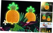 Solar Pineapple Neon Light - 2 Metal Garden Stake Lights 42 inch Path