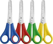 4 Pcs Safety Scissors, Blunt Tip Scissors with CM Scale and Comfortable Plastic Handles, Ideal for Scrapbooking, DIY Crafts, Teaching, and Student Use(4 Colors