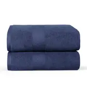 LINENOVA 650GSM 100% Cotton Bath Sheets 90x180 cm - 2 Pack - Navy