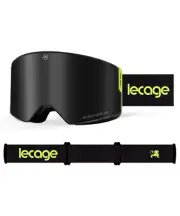 LECAGE Magnetic Ski Goggles HD Anti Fog OTG Snowboard Goggles Black & Green