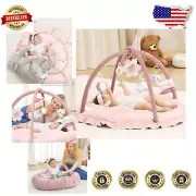 Versatile Baby Play Gym with Spacious Tummy Time Mat & 5 Colorful Sensory Toys