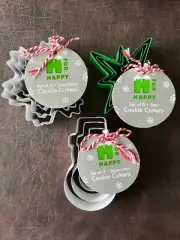 H For Happy 3 Sets of Christmas Cookie Cutters Snowflakes Snowman Stars 9 TOTAL