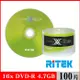 RITEK錸德 16x DVD-R 4.7GB X版/100片裸裝