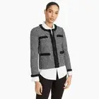 New J Crew Womens Lady Jacket Wool Bld Tweed Black White Plaid Blazer 0 $259 NWT