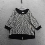 Chico's Zenergy Space Dye Tunic Top Size 4 US 20 Black White Women Pullover NWT