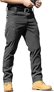 [AUTIWITUA] Men's Tactical Cargo Pants Water Resistant Lightweight Hiking Pants Outdoor Work Pants with Multi Pockets(No Belt)