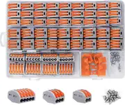 120 PCS Electrical Lugs Kits Quick Compact Electrical Connector Terminal Block Cables with Fixed Waterproof Wire Splice Lever Nuts Lever Connectors 2/