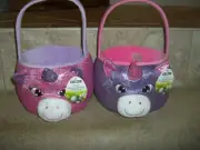 NEW Unicorn Plush Halloween trick or treat Basket U Pick Pink or Purple