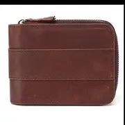 [SKUZA] Wallet,Card Bag,Men's Wallet Card Bag Genuine Leather Wallet Retro Men Card Holder Wallet Male Zipper Purse Leather Wallet Man (Color : Brown) (Chocolate)