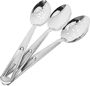 VALICLUD Sturdy Stainless Steel Slotted Serving Spoons 3-Piece Set for Efficient Buffet Kitchen Serving