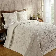 Better Trends/Pan Overseas Ashton 430 GSF Heavy Weight 100-Percent Cotton Chenille Tufted Bedspread, Ivory, Twin