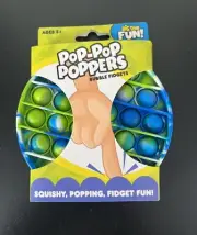 NIP Pop-Pop Poppers Sensory Fidget Toy Squishy Blue Green Tie Dyed Look 5Inch