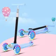 Folding Children Scooter 3 Flashing Wheels Glider Push Adjustable Height Wide Deck for 2?8 Years Boys Girls Blue