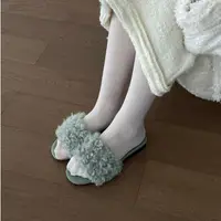 在飛比找蝦皮購物優惠-女鞋可愛人造羊毛拖鞋1cm日常鞋office Look韓式【