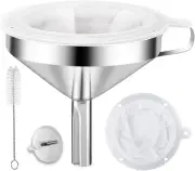 Kitchen Funnel for Filling Bottles Steel Food Funnels with Strainer & 200 Mesh