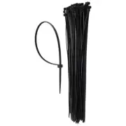 1X(100 x Thin Black Cable Tidy Ties Zip Ties Cord Strap Wrap 200mm x 3mm W3R5)