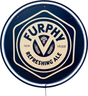 LARGE FURPHY Draught Ale Beer Bar Garage Wall Light Sign White Neon